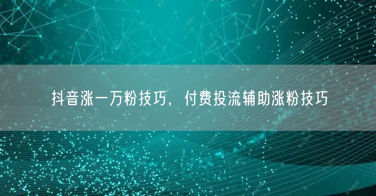 抖音涨一万粉技巧，付费投流辅助涨粉技巧