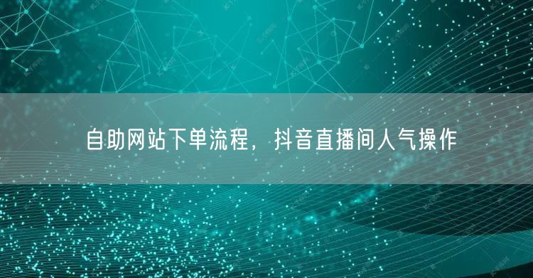 自助网站下单流程，抖音直播间人气操作
