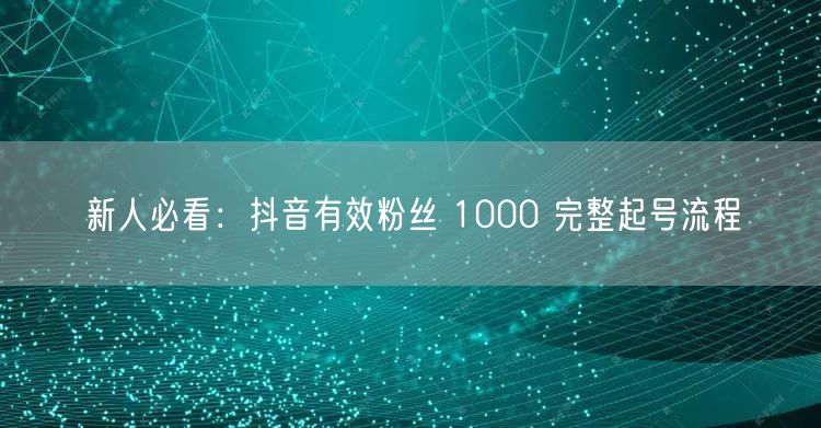 新人必看：抖音有效粉丝 1000 完整起号流程