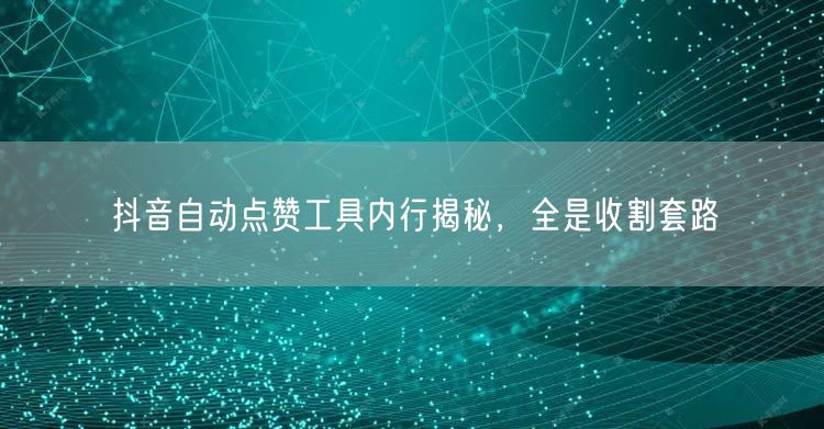 抖音自动点赞工具内行揭秘，全是收割套路